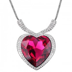 Original Titanic Heart Of Ocean platinum plated pendant glittering pink